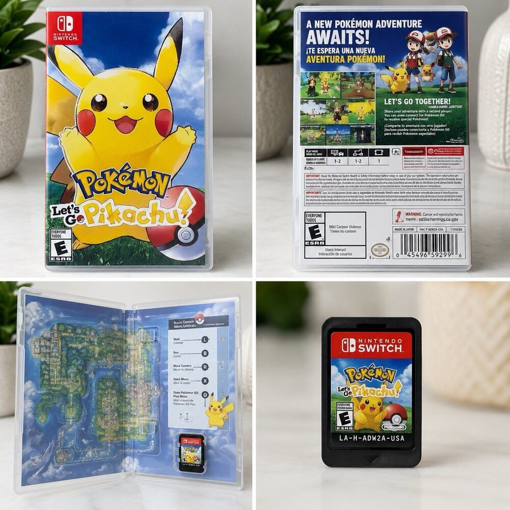 Pokémon Let’s Go Pikachu Nintendo Switch 2018 Game w/ Case Tested Working